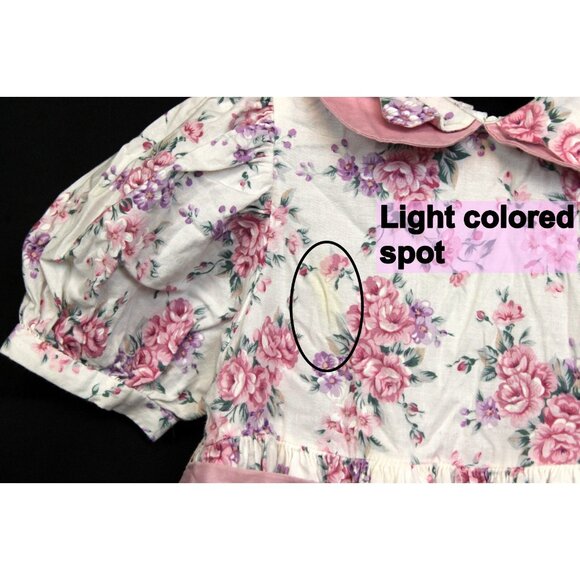 Vtg 90s Jan Briggs Pink Cabbage Rose Dress 4T Scallop Collar Sash Spring Easter - Picture 4 of 9